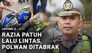 Razia Patuh Lalu Lintas, Polwan Ditabrak