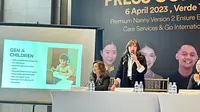 Konferensi Pers Premium Nanny pada Kamis, 6 April 2023 menyoroti pola asuh orangtua millennial. (Dok. Liputan6.com/Dyra Daniera)