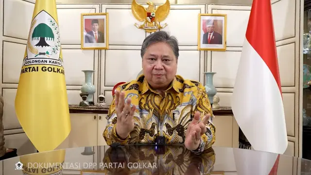 Airlangga Hartarto menyampaikan Pidato Resmi Pengunduran Diri sebagai Ketua Umum Partai Golkar.