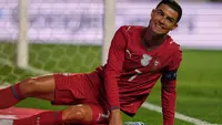 Cristiano Ronaldo gagal mencetak gol saat Timnas Portugal memetik kemenangan 2-1 atas Nigeria pada laga uji coba terakhir jelang Piala Dunia 2026 di Estadio Dr. Magalhaes Pessoa, Leira, Kamis (11/06/2026) dini hari WIB. (AP Photo/Armando Franca)