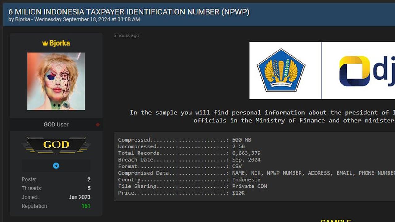 Hacker Bjorka Kantongi Data NPWP Jokowi hingga Kaesang, Begini Respons Polri