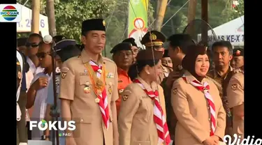 Jokowi yang bertindak selaku inspektur upacara menyampaikan, pramuka berperan membentuk pemuda yang cinta tanah air dan mempertahankan NKRI.