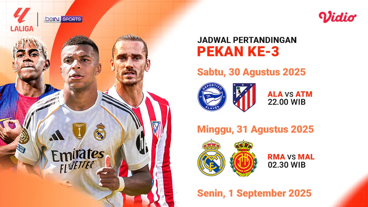 Jadwal pekan ketiga LaLiga eksklusif di Vidio. (dok. Vidio.com)