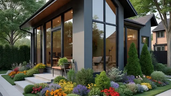 Desain Rumah 6x9 Meter dengan Teras Mini dan Taman Depan