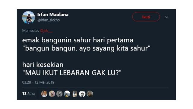 7 Bedanya Saat Emak Bangunin Sahur Hari Pertama Vs Terakhir Ini Kocak Banget Hot Liputan6 Com