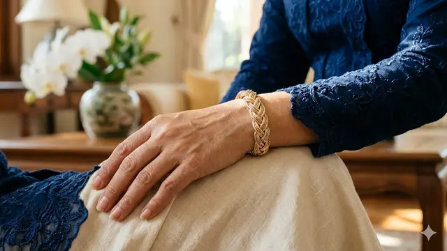 Model Gelang Emas Twist Tiga Warna yang Cocok untuk Wanita 50 Tahun ke Atas