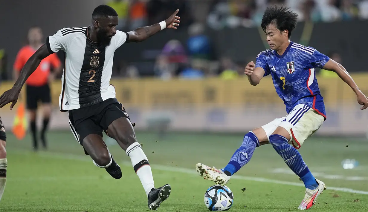 Empat gol Jepang dicetak Junya Ito, Ayase Ueda, Takuma Asano dan Ao Tanaka, di mana Jerman membalas sekali via Leroy Sane. (AP Photo/Martin Meissner)