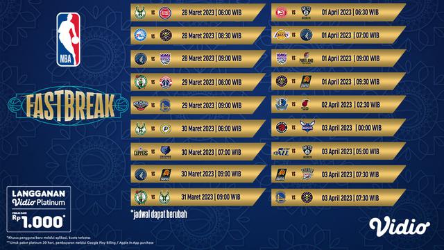 Jadwal Live Streaming NBA 2022/2023 Week 23 di Vidio, 28 Maret - 3 April 2023