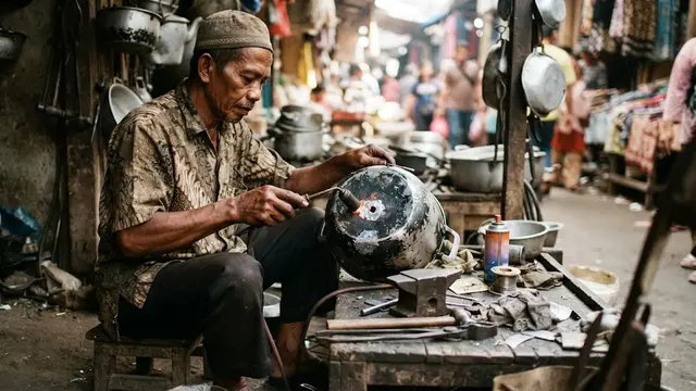 Menambal panci di tukang patri profesional