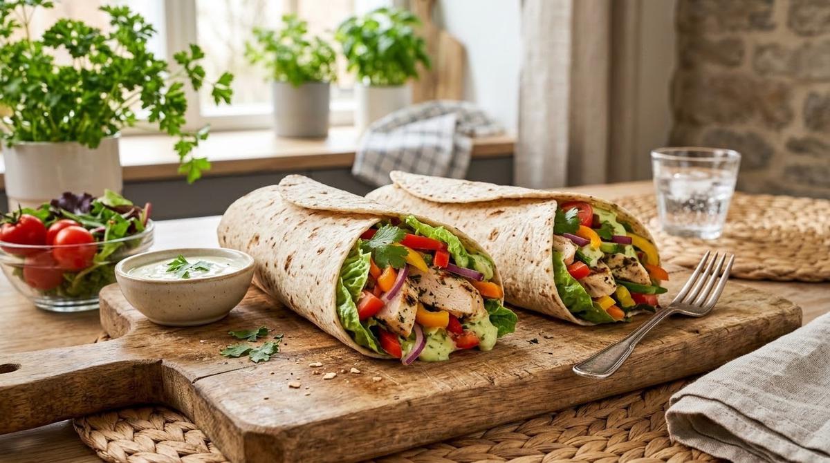 Wrap Tortilla Isi Dada Ayam dan Sayuran