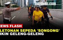 VIDEO: Pletonan Sepeda Disetop Polisi, Nekat Lintasi JLNT Casablanca Meski Dilarang
