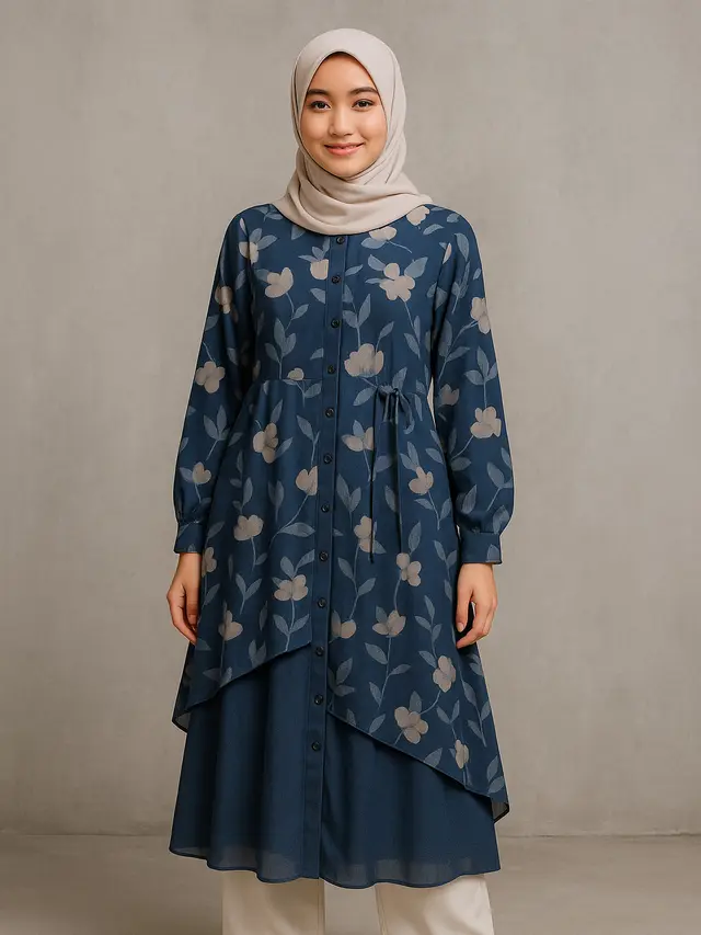 Gamis Syar'i dengan Aksen Kancing Depan (Foto: ChatGPT)