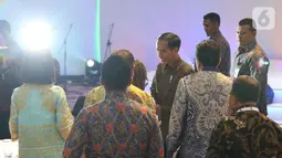 Presiden Joko Widodo tiba dalam acara Indonesia Banking Expo (IBEX) 2019 di Jakarta, Rabu (26/11/2019). IBEX 2019 untuk memberi rekomendasi terkait konsolidasi sektor keuangan dan bisnis fintech guna menciptakan ekosistem keuangan yang kuat, efektif dan efisien. (Liputan6.com/Angga Yuniar)