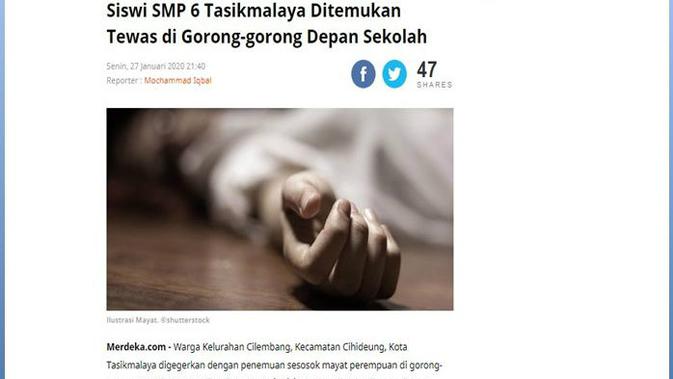 [Cek Fakta] Jasad Siswa SMPN6 Tasikmalaya Sudah Diambil Organ Tubuhnya, Benarkah?