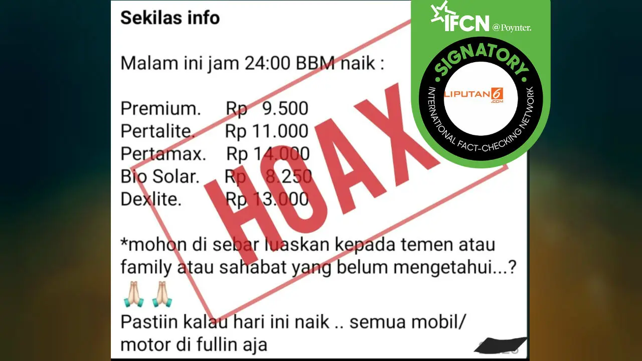 Cek Fakta - Hoaks BBM Naik 30 Agustus 2019