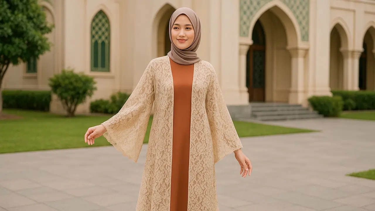 Gamis Outer Brokat agar Penampilan Makin Anggun dan Elegan