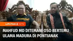 Calon Wakil Presiden pendamping Ganjar Pranowo, Mahfud MD berkunjung ke sejumlah wilayah di Pontianak, Kalimantan Barat. Salah satu agendanya bertemu sejumlah ulama dan tokoh masyarakat Madura di Pontianak, dengan ditemani Ketua Umum Partai Hanura, O...