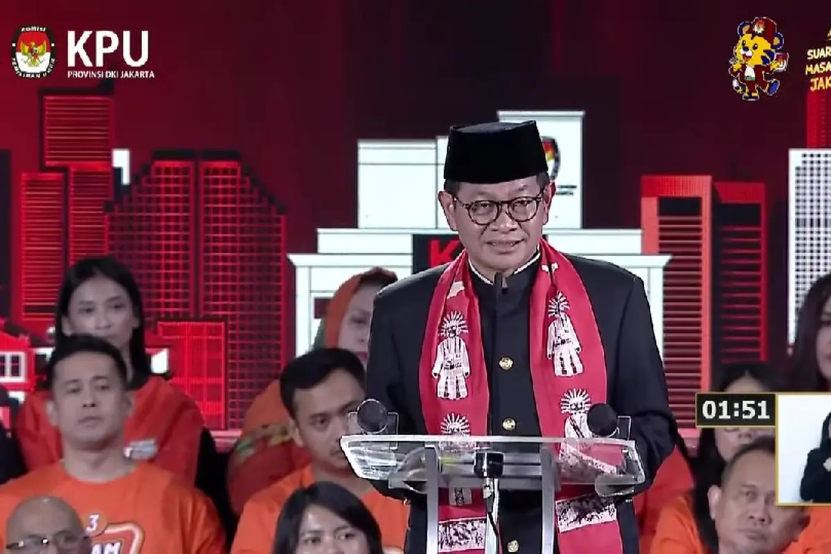 Calon gubernur (Cagub) nomor urut 3 Pramono Anung saat debat terakhir atau debat ketiga Pilkada Jakarta 2024.