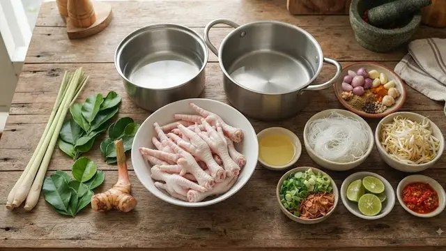 Bahan-Bahan Soto Ceker Ayam Kuah Kuning (AI Generated)
