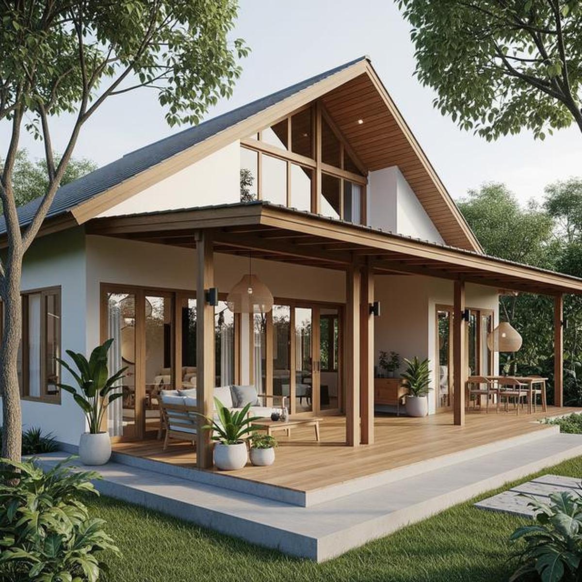 7 Desain Rumah Kampung 1 Lantai dengan Teras Lebar yang Sejuk dan Modern ala Pedesaan Estetik
