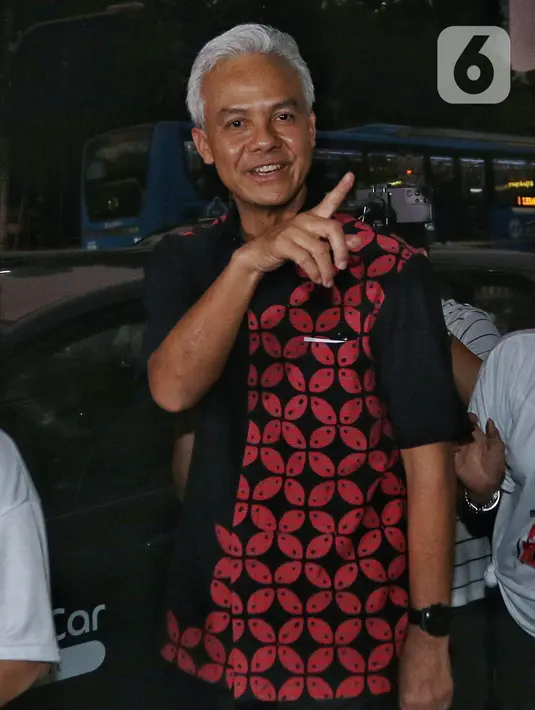 Kamis (21/9/2023) sore, Ganjar Pranowo menyambangi Graha Pena 98, Jakarta. (Liputan6.com/Angga Yuniar)