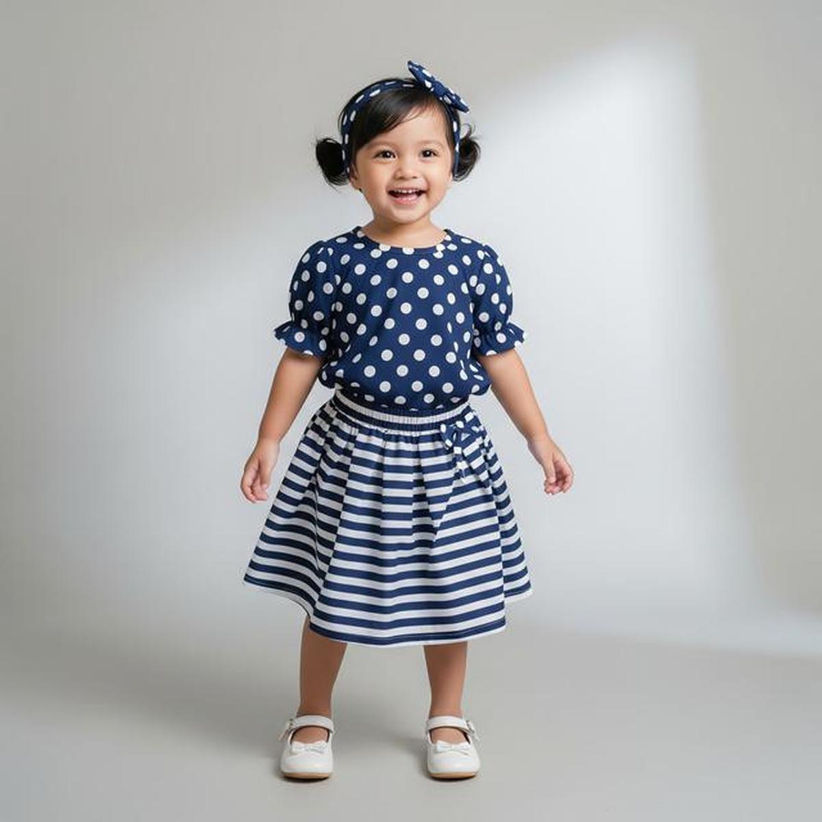 8 Model Baju Anak Perempuan 1-5 Tahun Motif Polkadot &amp; Stripe, Lucu dan Nyaman Dipakai
