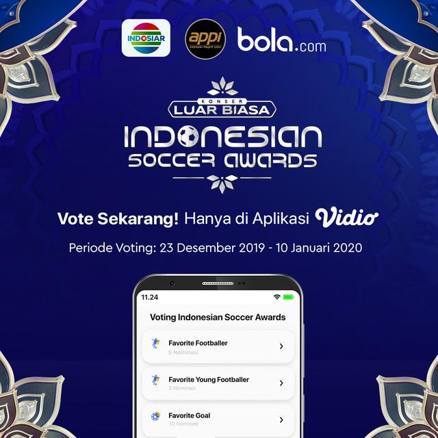Indonesian Soccer Awards 2019 dan Vote Jagoan Kalian di Aplikasi Vidio! sumberfoto: Vidio
