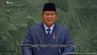 Presiden Prabowo Subianto menyampaikan pidato di Sidang Umum Perserikatan Bangsa-Bangsa (PBB) ke-80, Selasa (23/9/2025). (Dok. Tangkapan Layar YouTube Sekretariat Presiden)