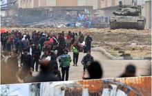 FOTO: Dihantui Tembakan Tank Israel, Warga Palestina Bondong-Bondong Bawa Sekarung Bahan Bantuan hingga Mengungsi Tinggalkan Khan Younis