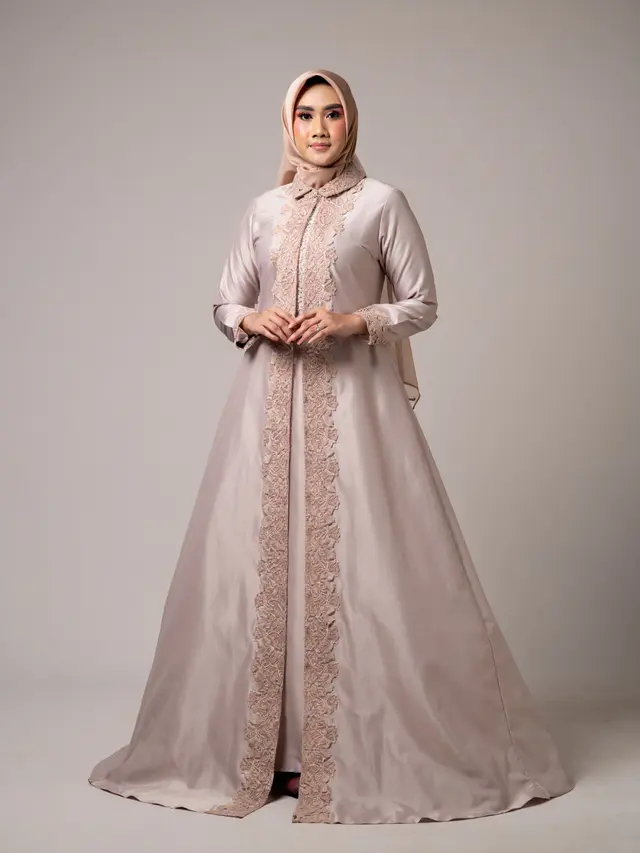Model Baju Gamis Polos Kombinasi Brokat