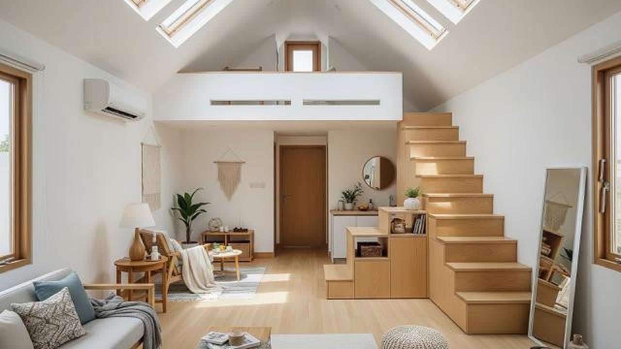 Japandi dengan Mezzanine Minimalis/Desain Rumah Japandi Atap Landai (Sumber: gemini.com)