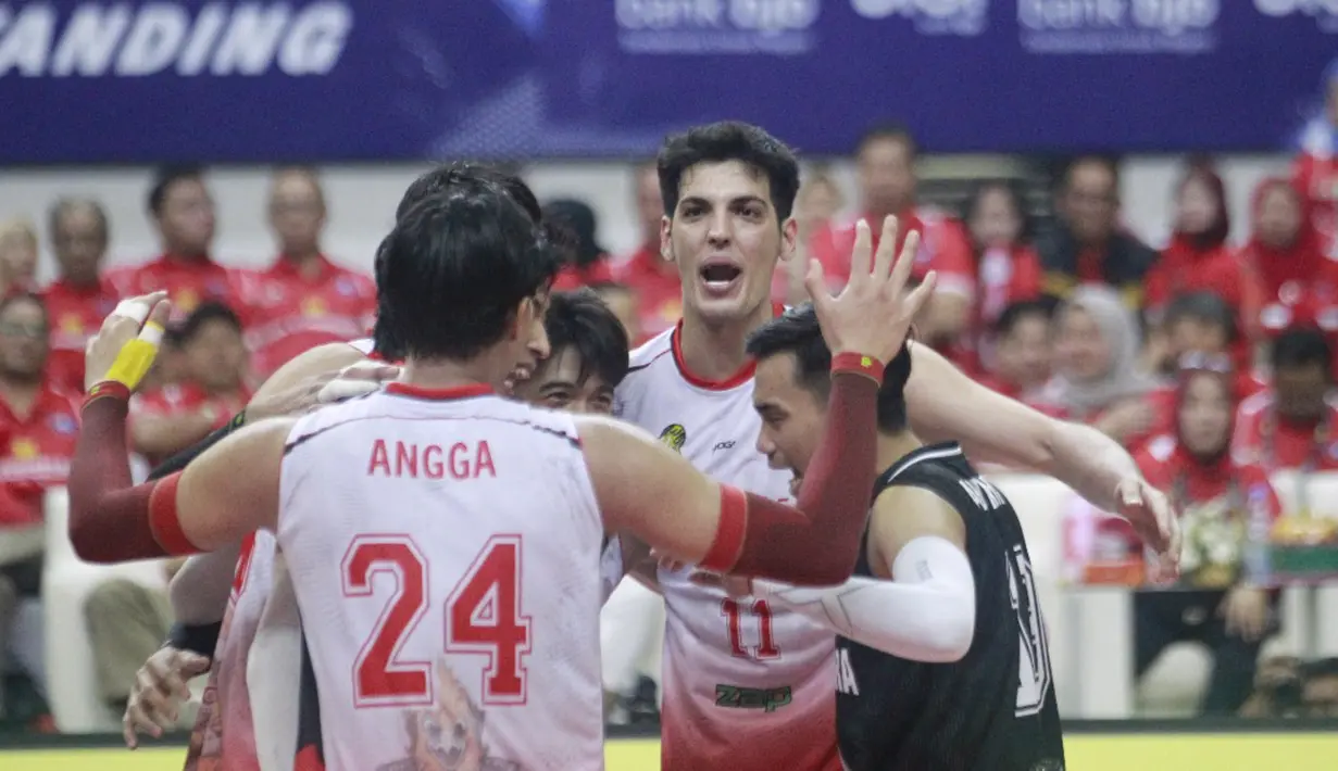 Tim putra Jakarta Bhayangkara Presisi sukses mengalahkan Palembang Bank SumselBabel pada laga penutup hari kedua seri kedua putaran kedua PLN Mobile Proliga 2025 yang berlangsung di GOR Jalak Harupat Bandung, Sabtu (8/2/2025) malam. (Dok. PBVSI)