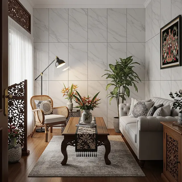 9 Ide Desain Dinding PVC Ruang Tamu, Interior Terlihat Lebih Modern dan Estetik