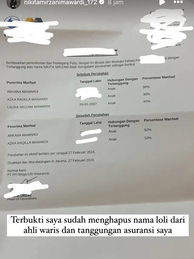 Unggahan Nikita Mirzani. (Foto: Dok. Instagram @nikitamirzanimawardi_172)
