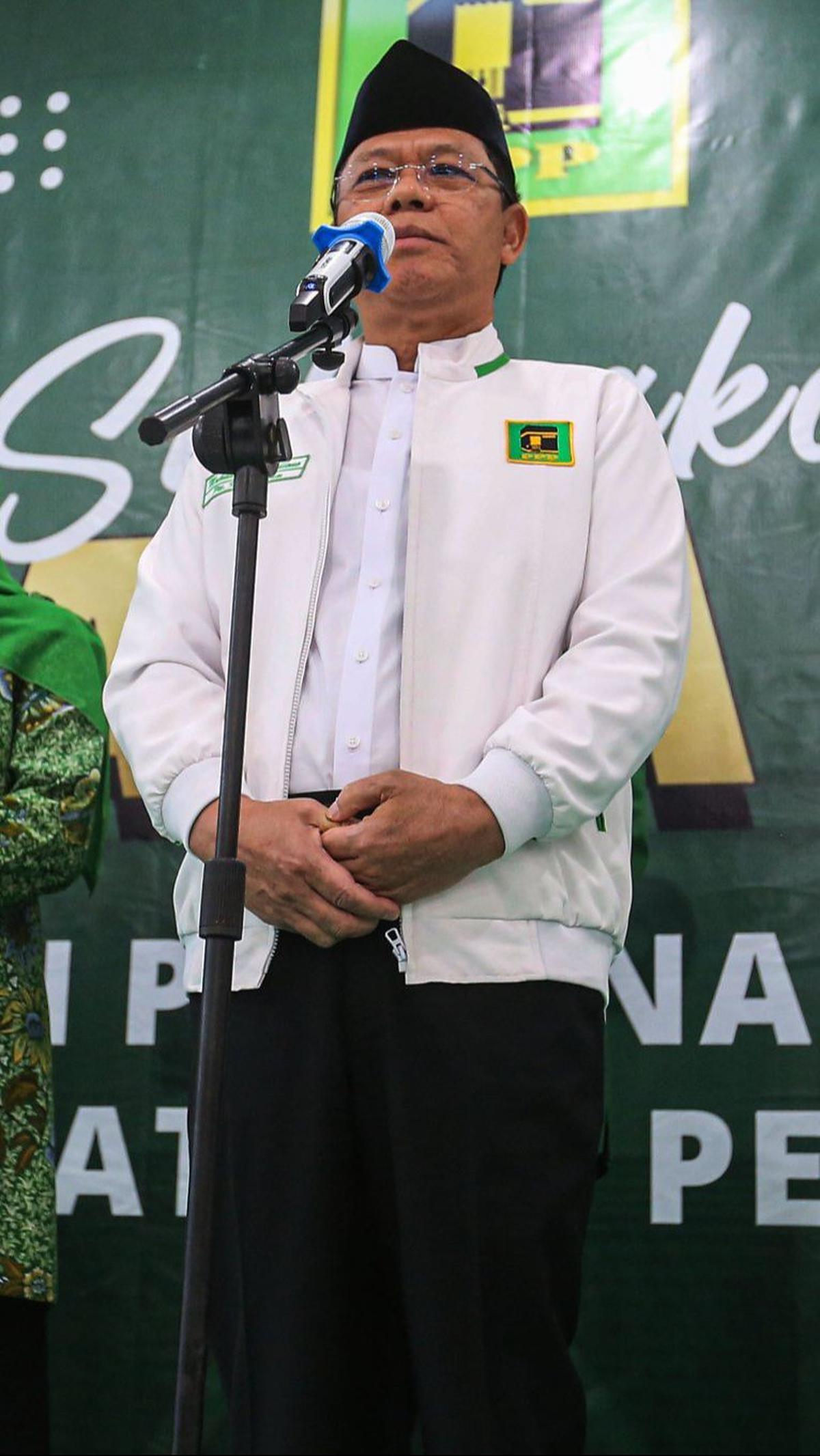 Di depan Khofifah dan Emil Dardak, Mardiono menyebut dukungan PPP ini diberikan atas pertimbangan dari para habaib dan juga DPD.&nbsp;Foto: Liputan6.com/Angga Yuniar<br>