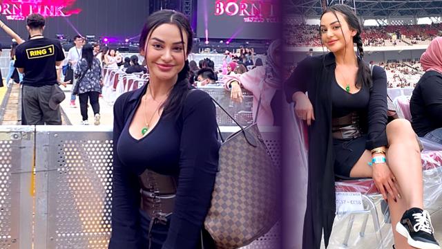 Kecantikan Nora Alexandra Kenakan Pakaian Serba Hitam Saat Nonton Konser Blackpink