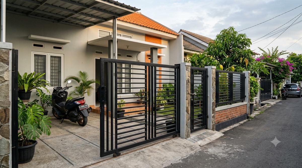 Model Gerbang Besi Hollow untuk Rumah Tipe 36/AI Generated