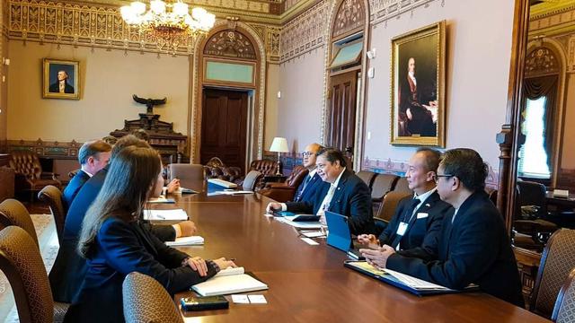 Menteri Koordinator Bidang Perekonomian Airlangga Hartarto mengadakan pertemuan bilateral dengan Assistant to the President for National Security Affairs (APNSA) Amerika Serikat Jake Sullivan. (Dok Kemenko Perekonomian)