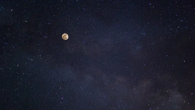 Ilustrasi bulan dan bintang, malam hari