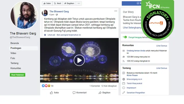 Video yang salah tentang kembang api pembukaan Olimpiade Tokyo