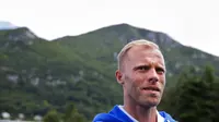 Eidur Gudjohnsen dalam sebuah sesi latihan Islandia di Piala Eropa 2016. (Odd ANDERSEN / AFP)