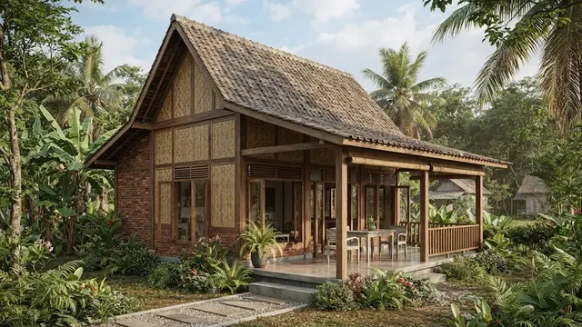 Model Rumah Desa dengan Atap Tinggi