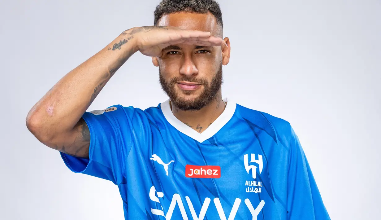 Neymar jadi rekan satu tim Malcom, Ruben Neves, Sergej Milinkovic-Savic, dan Kalidou Koulibaly. (Saudi Pro League / AFP)