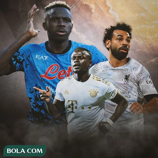 Ilustrasi - Victor Osimhen, Mohamed Salah, Sadio Mane
