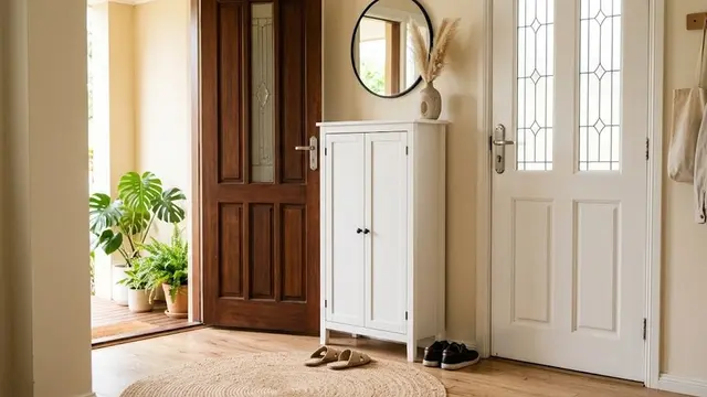 Ide Rak Sepatu Tertutup di Dekat Pintu Masuk (AI Generated)