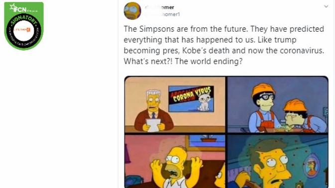 [Cek Fakta] Benarkah Serial Kartun The Simpsons Ramalkan Terjadinya Virus Corona? (Twitter)