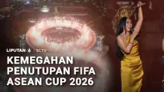 Kemegahan upacara penutupan FIFA ASEANCup 2026 juga memukau 70 ribu penonton yang memadati Stadion Gelora Bung Karno, Jakarta. Pesta kembang api serta penampilan diva internasional, Anggun, membuat suasana makin meriah.