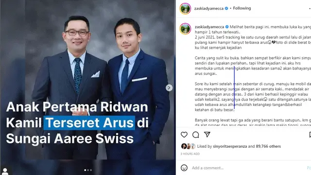 Zaskia Adya Mecca ceritakan pengalaman terseret arus sungai seperti Eril anak Ridwan Kamil