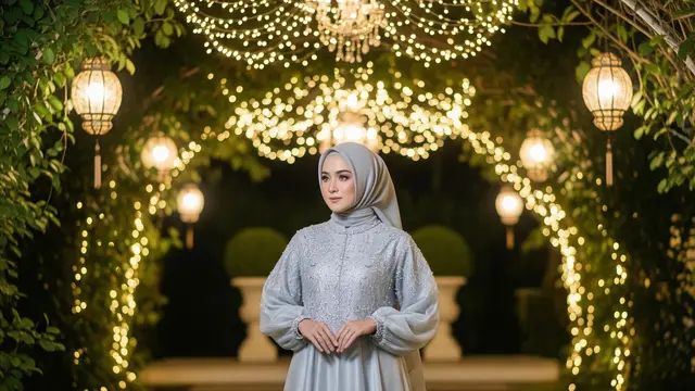 Gamis dengan Payet Swarovski untuk Acara Formal