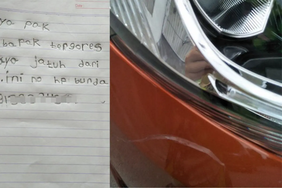 Lewat Surat, Anak Ini Minta Maaf Usai Senggol Mobil dengan Sepeda
